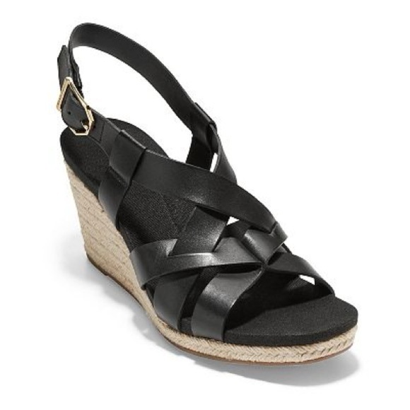 Cole Haan Crystal Women's Leather Wedge Sandals - Picture 2 of 15